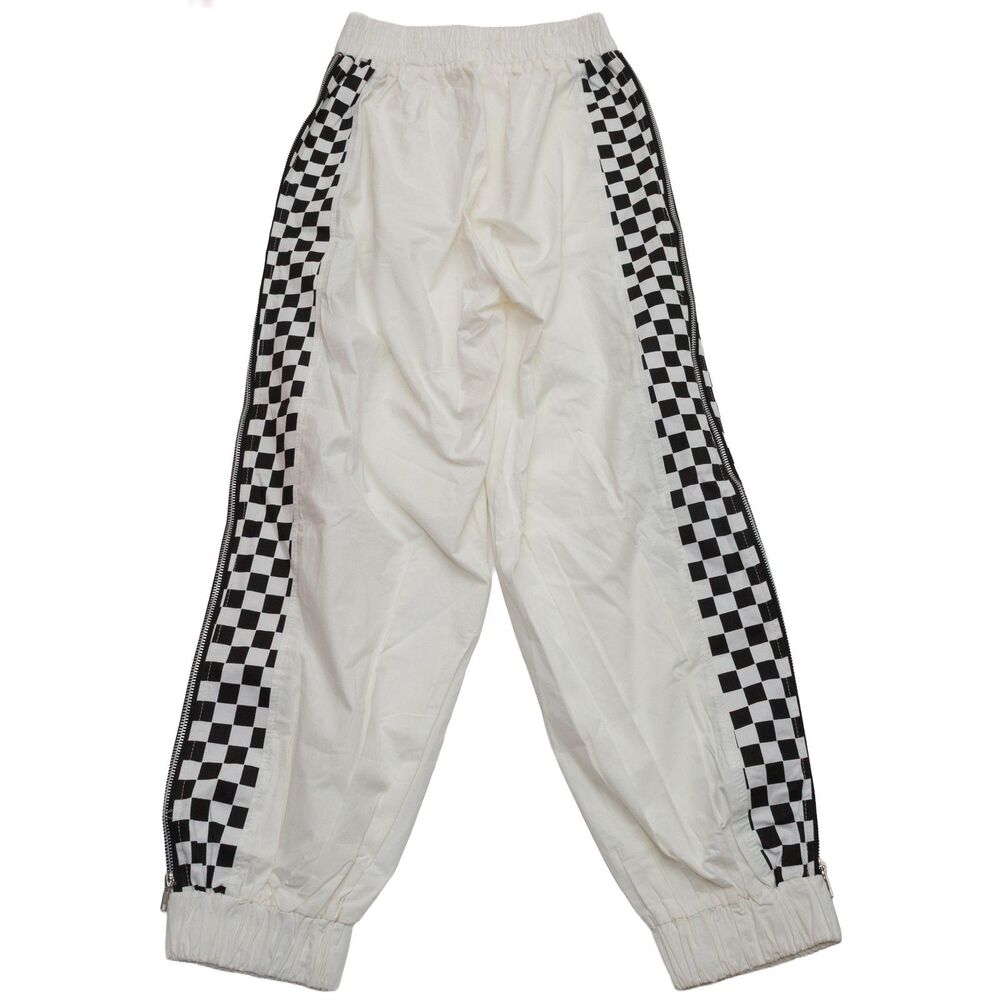 12th Tribe‎  S/M Tall Women's White Black Checkered Side Zip Track Joggers - Picture 3 of 10